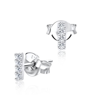 Straight Line with CZ Silver Stud Earring STS-2042